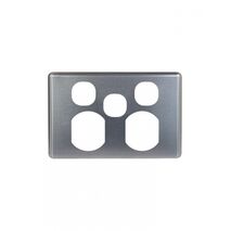 Puma - Twin Horizontal Switched Socket with Extra Switch, Cover Brushed Aluminium  x10 - PUPPSW2GCBA
