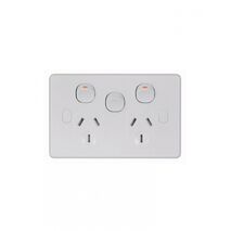 Puma - Power Point Switched 2 Gang Double Pole Shuttered 10A 250V with Extra Switch 10AX Double Pole Vandal Proof  x5 - PUPPSW2GVP