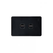 Puma -u00a0Switch Horizontal 2 Gang, 10AX/16A 250V~  Black x10 - PUSW2GBK