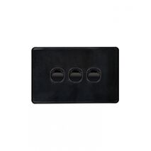 Puma - Switch Horizontal 3 Gang, 10AX/16A 250V~  Black x10 - PUSW3GBK