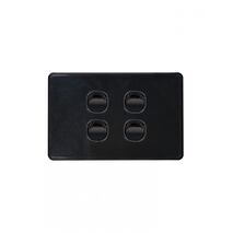 Puma - Switch Horizontal 4 Gang, 10AX/16A 250V~  Black x10 - PUSW4GBK