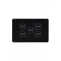 Puma - Switch Horizontal 5 Gang, 10AX/16A 250V~  Black x5 - PUSW5GBK