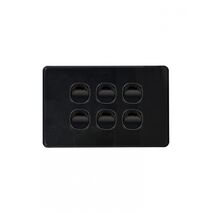 Puma -u00a0Switch Horizontal 6 Gang, 10AX/16A 250V~  Black x5 - PUSW6GBK