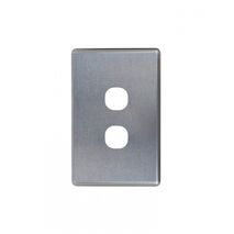 Puma -u00a0Switch Horizontal 2 Gang, 10AX/16A 250V~  Brushed Aluminium Cover x10 - PUSWPV2GCBA