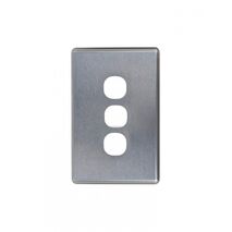 Puma - Switch Horizontal 3 Gang, 10AX/16A 250V~  Brushed Aluminium Cover x10 - PUSWPV3GCBA
