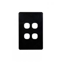 Puma - Switch Plate Vertical 4 Gang (Less Mech)  Black x10 - PUSWPV4GBK