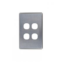 Puma -u00a0Switch Vertical 4 Gang, 10AX/16A 250V~  Brushed Aluminium Cover x10 - PUSWPV4GCBA
