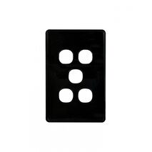 Puma - Switch Plate Vertical 5 Gang (Less Mech)  Black x10 - PUSWPV5GBK