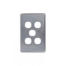 Puma.-u00a0Switch Vertical 5 Gang, 10AX/16A 250V~  Brushed Aluminium Cover x5 - PUSWPV5GCBA
