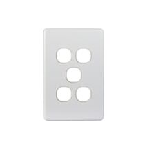 Puma - Switch Horizontal 5 Gang, 10AX/16A 250V~  White x5 - PUSW5G