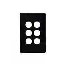 Puma - Switch Plate Vertical 6 Gang (Less Mech)  Black x10 - PUSWPV6GBK