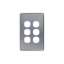 Puma - Switch Vertical 6 Gang, 10AX/16A 250V~  Brushed Aluminium Cover x5 - PUSWPV6GCBA