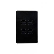 Puma -u00a0Switch Vertical 4 Gang, 10AX/16A 250V~  Black x10 - PUSWV4GBK