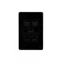 Puma.-u00a0Switch Vertical 5 Gang, 10AX/16A 250V~  Black x5 - PUSWV5GBK