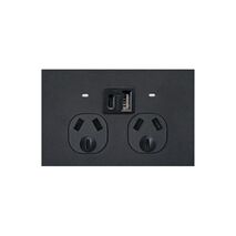 Clouded Leopard -u00a0Power Point Fully Integrated Dual USB Charger (Type A & C) Auto Switched, 10A 250V~  Matt Black  x1 - CLPP2USBAUMBK