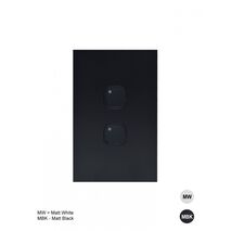 Clouded Leopard -u00a0Switch Vertical 2u00a0Gang, Push Button Electronic, 1200W/500VA  Matt Black  x5 - CLSWV2GPBEMBK