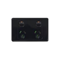 Cougar -u00a0Power Point Switched 2 Gang 15A 250V~  Black x10 - COPP152GBK