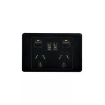 Cougar - Power Point, USB Charger, Dual Fully Integrated  Black x1 - COPP2USB2GBK