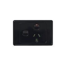 Cougar -u00a0Power Point Switched 1 Gang 10A 250V With Extra Switch 16A  Black x5 - COPPSW1GBK