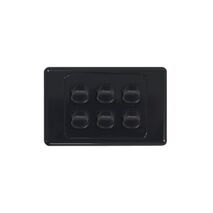 Cougar - Switch Horizontal 6 Gang 10AX/16A 250V~  Black x5 - COSW6GBK