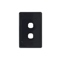 Cougar - Switch Plate Vertical 2 Gang (Less Mech)  Black x10 - COSWPV2GBK