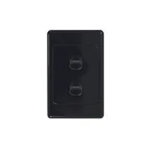 Cougar -u00a0Switch Horizontal 2 Gang 10AX/16A 250V~  Black x10 - COSW2GBK
