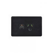 Flat Cat - Power Point Switched 1 Gang Slim 15A 250V  Black x10 - FLPP151GBK