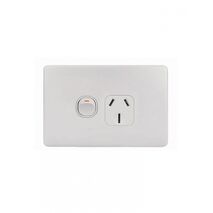 Flat Cat - Power Point Switched 1 Gang Slim 15A 250V  Matt White x10 - FLPP151GMW