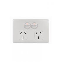 Flat Cat - Power Point Switched 2 Gang 15A 250V~  Matt White x1 - FLPP152GMW