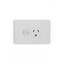 Flat Cat - Power Point Switched 1 Gang Slim 10A 250V with Round Earth  Matt White x10 - FLPP1GLMW