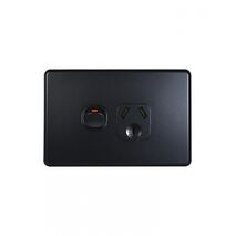 Flat Cat - Power Point Switched 1 Gang 10A 250V~  Matt Black x10 - FLPP1GMBK