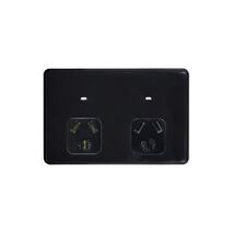 Flat Cat -u00a0Power Point Auto Switched 2 Gang 10A 250V~  Black x5 - FLPP2GAUBK