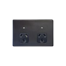 Flat Cat -u00a0Power Point Auto Switched 2 Gang 10A 250V~  Matt Black  x5 - FLPP2GAUMBK