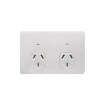 Flat Cat -u00a0Power Point Auto Switched 2 Gang 10A 250V~  Matt White x5 - FLPP2GAUMW