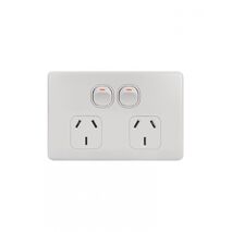 Flat Cat - Power Point Switched 2 Gang 10A 250V~  Matt White x10 - FLPP2GMW