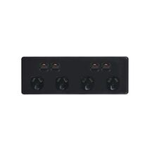 Flat Cat -u00a0Power Point Switched 4 Gang 10A 250V Flush Mount with Custom Mounting Bracket  Black x20 - FLPP4GBK