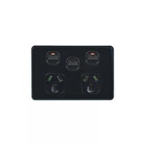 Flat Cat -u00a0Power Point Switched 2 Gang 10A 250V~ With Removable Extra Switch 16AX/20A  Black x5 - FLPPSW2GBK