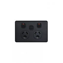 Flat Cat -u00a0Power Point Switched 2 Gang 10A 250V~ With Removable Extra Switch 16AX/20A  Matt Black x5 - FLPPSW2GMBK