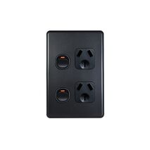 Flat Cat -u00a0Power Point Switched Vertical 2 Gang 10A 250V  White x5 - FLPPV2G