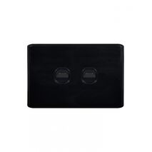 Flat Cat - Switch Horizontal 2 Gangu00a010AX/16A 250V~  Black x10 - FLSW2GBK