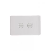 Flat Cat - Switch Horizontal 2 Gangu00a010AX/16A 250V~  Matt White x10 - FLSW2GMW
