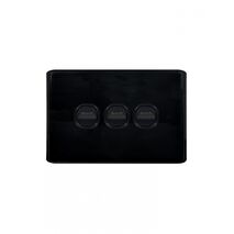 Flat Cat -u00a0Switch Horizontal 3 Gangu00a010AX/16A 250V~  Black x10 - FLSW3GBK