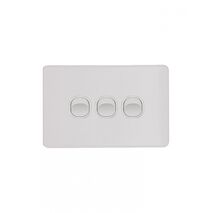 Flat Cat -u00a0Switch Horizontal 3 Gangu00a010AX/16A 250V~  Matt White x10 - FLSW3GMW