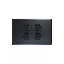 Flat Cat -u00a0Switch Horizontal 4 Gangu00a010AX/16A 250V~  Matt Black x10 - FLSW4GMBK