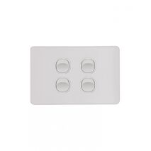 Flat Cat -u00a0Switch Horizontal 4 Gangu00a010AX/16A 250V~  Matt White x10 - FLSW4GMW