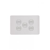 Flat Cat - Switch Horizontal 5 Gang 10AX/16A 250V~  Matt White x5 - FLSW5GMW