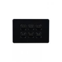Flat Cat - Switch Horizontal 6 Gang 10AX/16A 250V~  Black x5 - FLSW6GBK