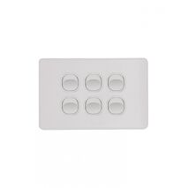 Flat Cat - Switch Horizontal 6 Gang 10AX/16A 250V~  Matt White x5 - FLSW6GMW