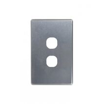 Flat Cat - Switch Vertical 2 Gang 10AX/16A 250V~  Brushed Aluminium Cover x10 - FLSWPV2GCBA