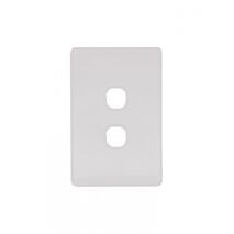 Flat Cat - Switch Plate Vertical 2 Gang (Less Mech)  Matt White x10 - FLSWPV2GMW